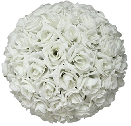 Gemini_mall® 20,3 cm große, künstliche elfenbeinfarbene Rosenkugel, runde Pompons, Tischdekoration, Girlande, Hochzeit, Party, Dekoration (weiß, 20,3 cm)