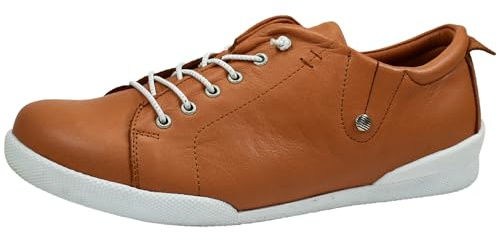 Andrea Conti Damen Slipper mit Zierschnürung sportiv seitlich Stretch 0345724, Größe:42 EU, Farbe:Orange