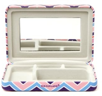 KIKKERLAND Organiseur de bijoux de voyage portable rayé avec miroir
