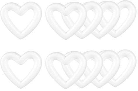 Milageto Styropor-Herz, weiß, Styroporherz Ring, Styroporform Herz durchbrochen, Styroporform Hochzeit, Schaumherzen Hochzeit - 5,5 cm