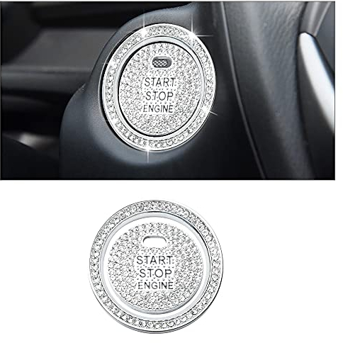 BLINGOOSE für Mazda CX5 Zubehör Mazda 3 6 CX3 MX5 CX9 Accessoires Start Stop Knopf Abdeckung Aufkleber Pkw Car Auto Innenraum Deko Zink Legierung Kristall 2 Stücke