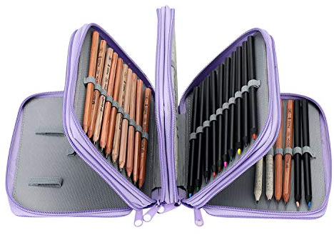 Federmäppchen Rechteckig Mäppchen Oxford 72 Löcher Stiftemappe Groß Kapazität Bleistiftkasten Kinder Erwachsene Schulmäppchen mit Reißverschluss Stiftetasche Bleistift Buntstifte Etui Büro Schule