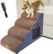 MASTERTOP Escaliers pour Chiens à 4 Marches en Éponge Haute Densité, Échelle Large pour Animaux de Compagnie, Rampe Antidérapant pour Animal Âgé/Blessé avec Housse Amovible&Lavable (Marron&Bleu)