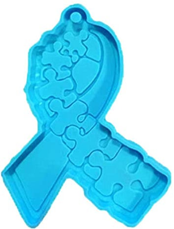Moule en silicone fait à la main pour la sensibilisation au cancer du sein avec trou pour la fabrication de porte-clés et de pendentifs en forme de ruban en silicone pour résine