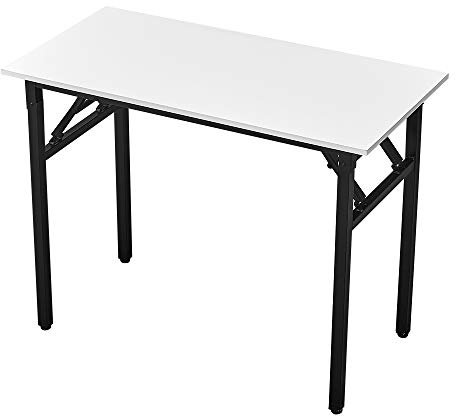Panana Folding Table Dining Table, Kitchen Table Computer Desk Office Desk Training Table Steel Frame (White, 100cm x 50cm)