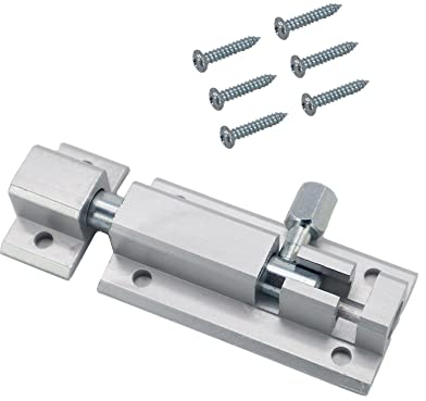 scottchen Pro Schiebetürriegel, Zylinderriegel mit Basis aus Aluminiumlegierung, massiver Stahlriegelkern, robuster massiver Torschieberiegel, Sicherheitsschutz, Hardware, inklusive Schrauben, 76 mm