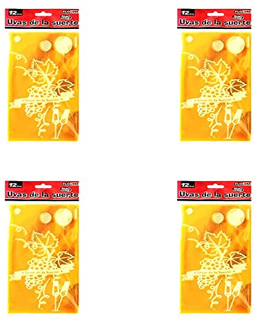 PLUS HOME BANDEJA DE UVAS,BOLSA UVAS DE LA SUERTE 10X20CM 4 COLORES SURTIDOS(PACK DE 4 PAQUETES CONTIENE 48 BOLSITAS)