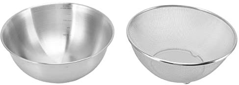 Okuyonic Rice Cleaner Strainer Bowl, 2mm Aperture Rice Strainer Multi Purpose for Home(Bowl+Mesh Screen)