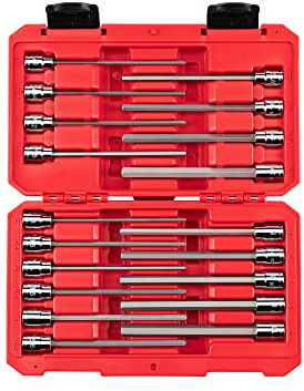 TEKTON 3/8 Inch Drive Long Hex Bit Socket Set, 19-Piece (1/8-3/8 in, 3-10 mm) | SHB91315