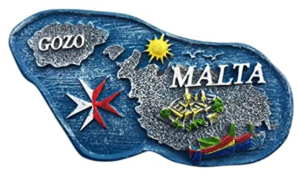 Gozo Kühlschrankmagnet, Motiv: Malta-Karte, Reise-Souvenir, 3D-Kühlschrankdekoration, Magnetaufkleber, handbemalt, Bastel-Kollektion