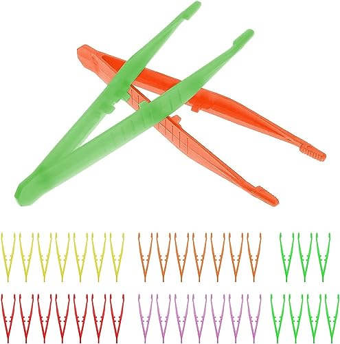 35 Pz Pinzette in Plastica13cm Pinzette per Perline Artigianali - Pinzette Usa e Getta in Plastica di Primo con Punte Seghettate per Artigianato Casa Scuola Fusibile Fai da Te - 5 Colori