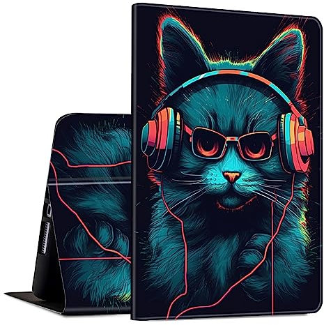 Étui pour tablette Galaxy Tab S7 FE 5G/S8 Plus/S7 Plus 12,5 en cuir PU fin et léger avec fonction veille/réveil automatique, coque de protection pour Samsung Tab S7 FE 2021/S8+ 2022/S7+ 2020, chat