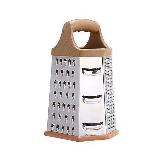 Cheese Grater 6-Sided Grater Kitchen Tools Stainless Steel Box Grater Cheese Cucumber Vegetable Cheese Slicer Shredder Silver