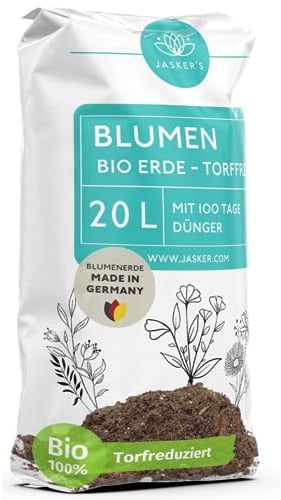 Bio Blumenerde torffrei 20 L - 100% nachhaltige Erde torffrei - Torffreie Pflanzenerde für Zimmerpflanzen mit Dünger - Universalerde torffrei - Blumenerde ohne Torf