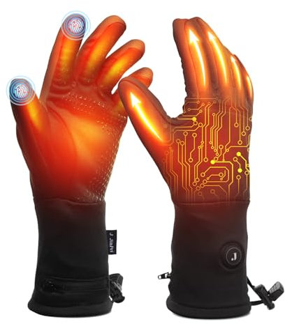 LONHEO Gants Chauffants Fins, Gants Chauffants avec Batterie Gants Chauffants Électriques Rechargeables pour Homme et Femme (Noir, M)