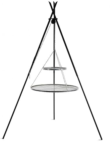 Schwenkgrill „Tipi“ 210 cm mit Doppelrost aus Edelstahl 80 cm + 40 cm Grill Dreibein Grillständer CookKing