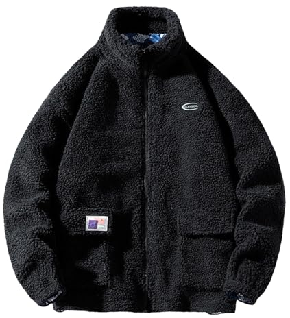 Fulidngzg Teddy Pullover Herren Herbst Winter Vintage Felljacke Jacke Zipper Dicke Teddyfleece Wolljacke Teddyfell Gefüttert Fleecejacke Kälteschutzjacke Thermo Übergröße Kuscheljacke Jagdjacke