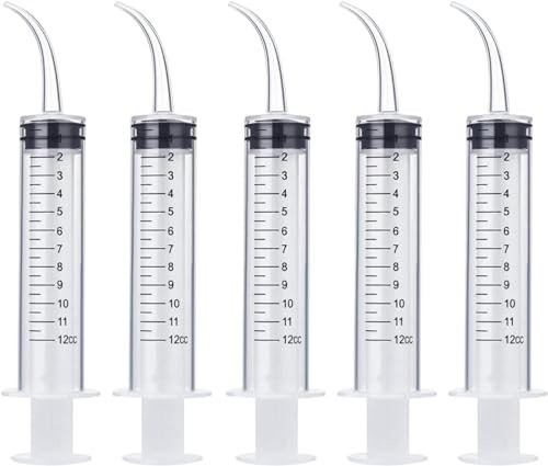 Dzxin Siringa Dentale, 5 pezzi 12 ml Siringa, Siringa con Punta Curva per la Cura Dentale