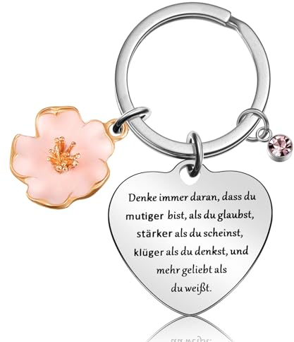 Otuuz Glücksbringer Schlüsselanhänger Motivationsgeschenke Mutmacher Geschenk Schlüsselanhänger Aufmunterung Geschenk für Frauen Freundin Enkelin Kollegin Geburtstag (Rosa, Herzförmig)