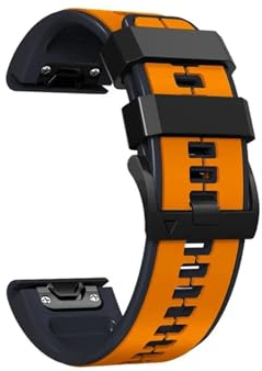 Quick Release 26mm Silikon Uhr Band Fit for Garmin Instinct 2X Solar Strap Fenix 6X Pro 5X Plus 7X Armband Armband Zubehör (Color : Orange black 05, Size : Quickfit 22mm Width)