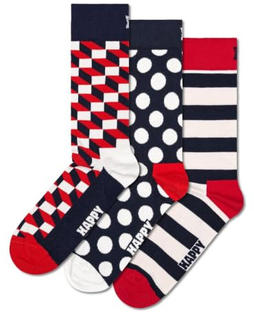 Happy Socks Classic Crew Sock Sets- Dots and Stripes- For Men and Women