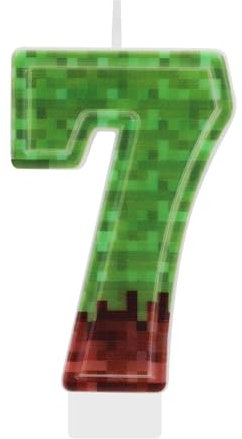 Geburtstagszahlenkerze, Grün Braun Miner Geburtstagszahlenkerzen Dynamite Paraffinzahlenkerze Tnt Kuchenaufsätze Kuchendekorationen für Geburtstagspartys Spielepartys (Nummer 7)