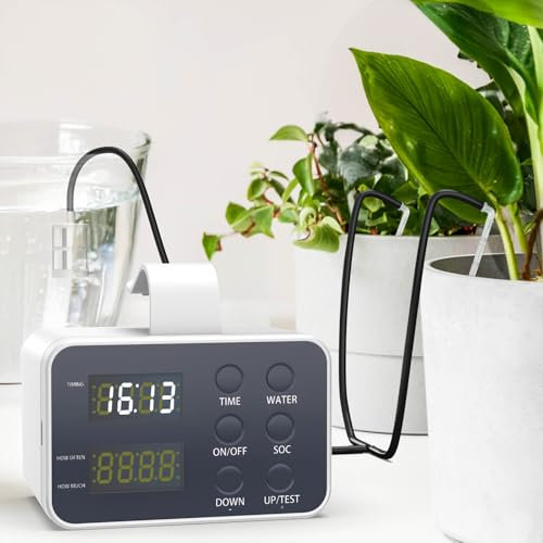 Sistema di Irrigazione Automatico per Vasi, kit Irrigazione a Goccia DIY, Irrigatore per Piante Ricaricabile con Allarme per Mancanza d'Acqua e Batteria Scarica, Tempo Regolabile, Supporta 15 Vasi