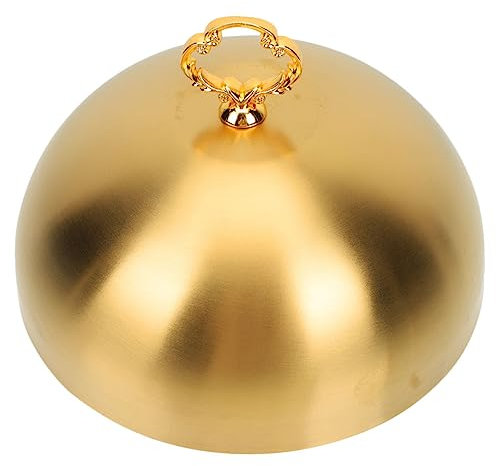 Cabilock Metal Food Dome Cover 22.5cm Gold Stainless Steel Steak Dome Oil-proof Kitchen Essentials