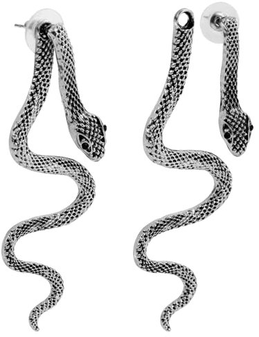 Schlangen Ohrringe, Gothic-Schlangenohrringe Punk-Schlangenohrringe Schlangen-Tropfenohrringe Schmuck Statement-Schlangenohrringe für Frauen Halloween Cosplay Schmuckgeschenke (Silber)