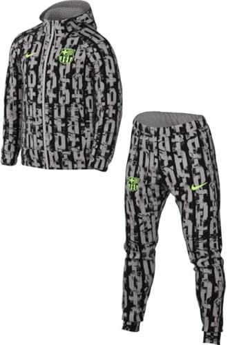 Nike Fc Barcelona Third Fußball-Trainingsanzug Aus Webmaterial Mit Kapuze (Herren), Black/Pewter Grey/Lime Blast, FQ3038-010, 3XL