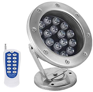 Foco subacuático, Foco LED subacuático for estanque, 24V, 24W, Control remoto de acero inoxidable, foco for piscina y jardín(12v_12W)