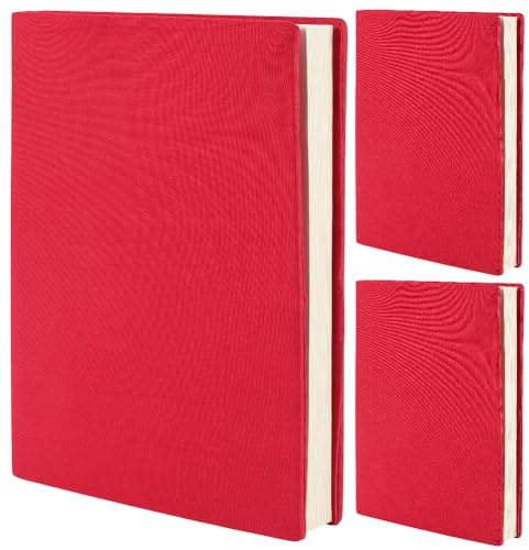 craspire 3 Stück Roter Dehnbarer Buchumschlag Buchhülle Aus Elastischem Stoff Waschbar Wiederverwendbar Großer Buchschutz Aus Nylon Elastische Notizbuchumschläge Geeignet Für Gebundene Bücher