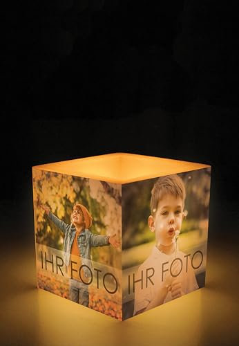 4 Ihrer Fotos auf Kerze Bedruckt | Personalisiertes Geschenk | Personalisierte Deko | XXXL Hohlwürfel-Kerze 14 cm | WERNLUX Box | Handgemacht in Deutschland.. (4 Fotos)