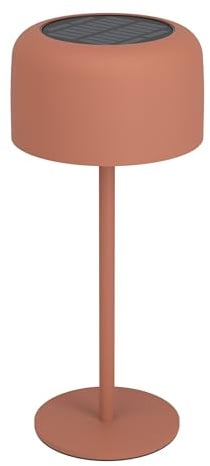 EGLO Solar Tischleuchte Roccanova, Akku Tischlampe Outdoor | touch dimmbar in 3 Stufen, Solarlampe für Balkon und Garten, Stahl in Rot, warmweiß, IP44