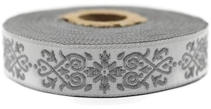 10 Meter 20 mm grau und hellgrau Jacquardband gewebt mit viktorianischem Muster Rollen Borte Stoffband bestickt Handwerk Kleidung Kurzwaren Hobby Kreativ Dekoration Mittelalter Nähen 20271-V4