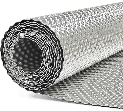 AggSound 100×40 cm feuille aluminium thermique embossée, Protection thermique auto, 1 rouleau + 20 attaches inox 30 cm