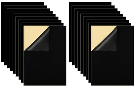 Confezione da 20 fogli di feltro adesivi con retro adesivo, colore nero, tessuto robusto per forniture artigianali