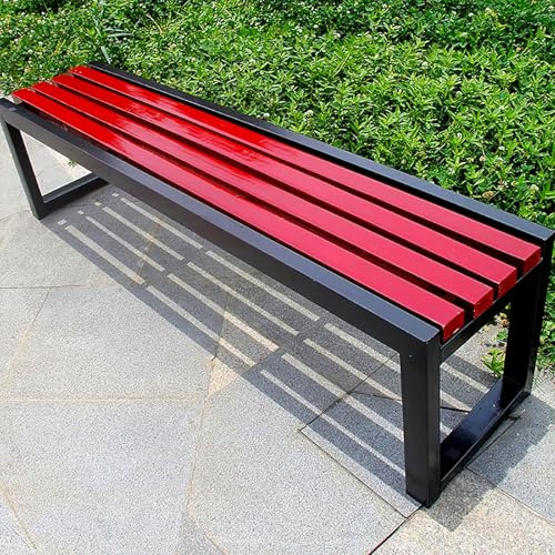 yurstcggh Wetterfest Metall Balkonbank,Bänke für Draußen,Holzbank,Gartenbank im Freien,Gartenbank Wetterfest 3 Sitzer Metall Parkbank Holz Billig Outdoor,für Balkon, Terrasse & Garten Rot 150×40×45cm