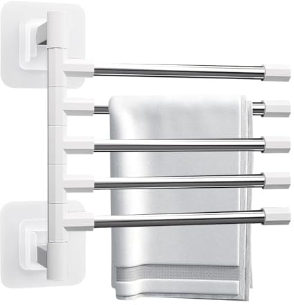 Handtuchhalter Ohne Bohren, Rotatable 180 Grad 5 Armig Towel Holder, Edelstahl Handtuchhalter Wand BadzubehöR, Geschirrtuchhalter KüChe handtuchhalter HeizköRper FüR KüChe, Wc, Garderobe Und Bad