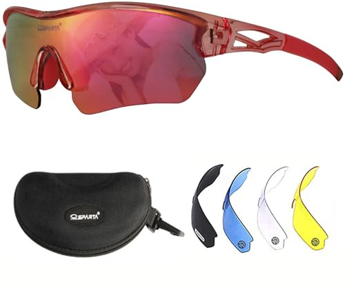 OUTDOORSPARTA Sport Sonnenbrille (11. Klarer Rosafarbener Rahmen, Volle Linse Gespiegelt Rosa)
