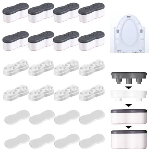 8 Stück Bidet-Toilettensitz-Stoßstangen, universeller Toilettensitz, höhenerhöhend, selbstklebend, WC-Sitze, Puffereinstellung, WC-Sitze, Abstandshalter mit 2 Höhenverstellungen