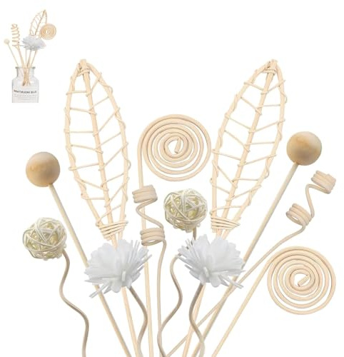 SIXHAOBU 30 Stück Natürliche Rattanstäbchen, Rattan Holzdiffusorstäbchen, 6 Formen Rattanstäbchen raumduft stäbchen für Raumduft für Zuhause Büro Hotel
