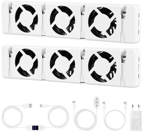 Jaxguom Radiator Fan with 3 Improved Fans, Radiator 2-Piece, a Smart Radiator Booster for Heaters, Saves Energy and Heating Costs, White