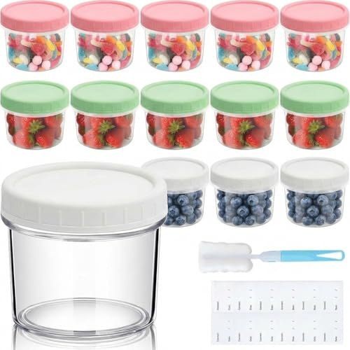 EAAGHK 24 Pcs Petite Boîte de Conservation Alimentaire 200ml, Petits Récipients Alimentaires avec Couvercles, Petits Pots Conservation Repas Réutilisables avec Étiquettes et Brosse, pour Sauces Épices