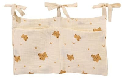 HUVZOR Borsa Appendere per Lettino, Organizer per Cameretta dei Bambini,2 Tasche, Orso Stellare, Portaoggetti Tasca da Appendere per Letto Usato per Riporre Vestiti Pannolini Giocattoli