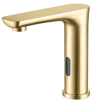 XJTNLB Waschtischarmatur Sensor Gebürstetes Gold Automatischer Wasserhahn Bad Edelstahl Waschbecken Armaturen Infrarot Warm Kalt