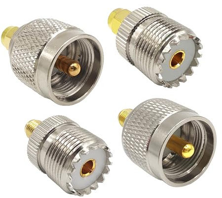 Kinweistex SMA to UHF Antenna Adapter SMA to PL259 SO239 UHF Coaxial Connector Kit for Ham Radios Walkie Talkies 4PCS