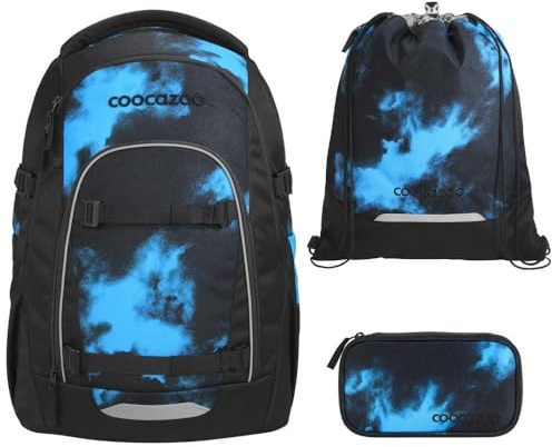 coocazoo MATE Schulranzen-Set 3tlg für Mädchen und Jungen ab der 4. Klasse mit Rucksack. Schlamperetui und Sportbeutel (Mystic Clouds V2)