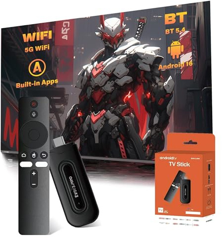 TV3 PRO Android 16.0 TV Stick, 4K HD Smart Dongle for TV, H313 Quad-core, 2.4GHz+5GHz Dual WiFi, Bluetooth Voice Remote Control, Compact & Powerful, Internet Channel TV Device for Home/Travel