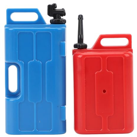 Acouto Ensemble Réservoir de Carburant et Bidon D'essence à L'échelle 1/10, Mini-réservoir de Carburant Réaliste en Plastique aux Couleurs Vives, Installation Facile et compatibilité (Rouge + Bleu)